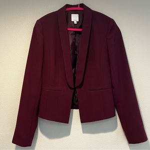 Halogen open front blazer, burgundy, Size 4